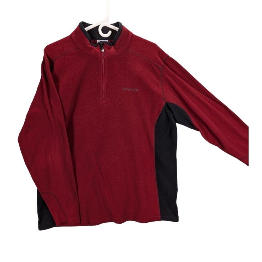 Columbia Sweater Mens Medium Quarter Zip Pullover Red Black Gorpcore Outdoors